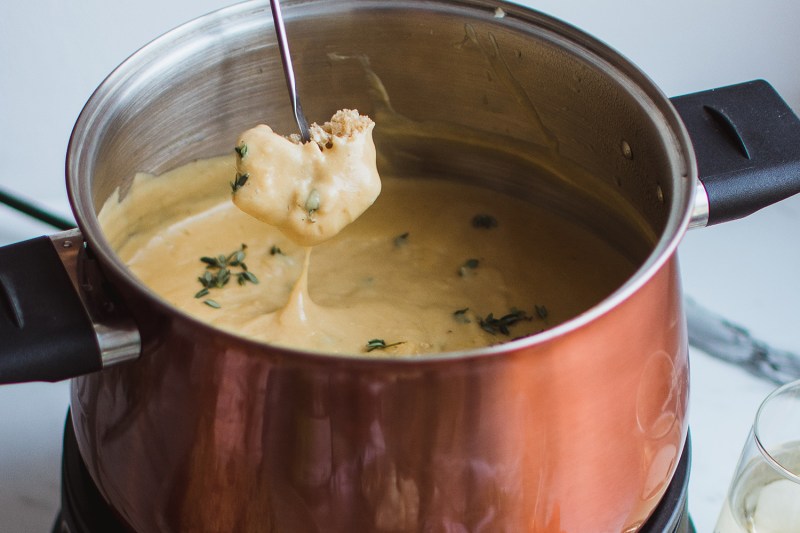 Cheese fondue close-up