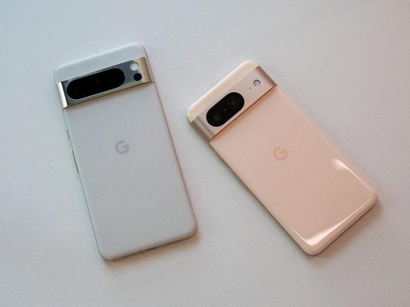 The Google Pixel 8 and Google Pixel 8 Pro, side by side.
