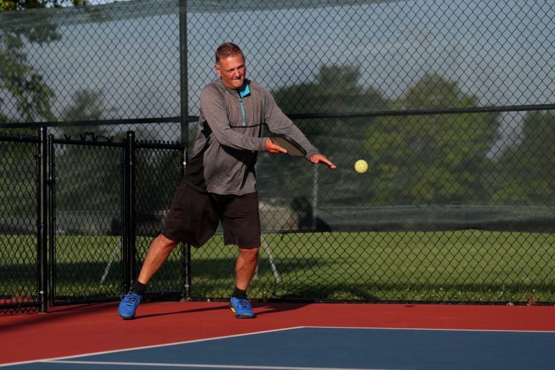 A person playing pickleball